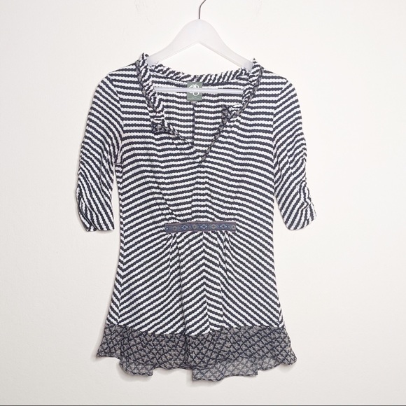 Anthro ONE SEPTEMBER Galicia Striped Peplum Top - Picture 2 of 7